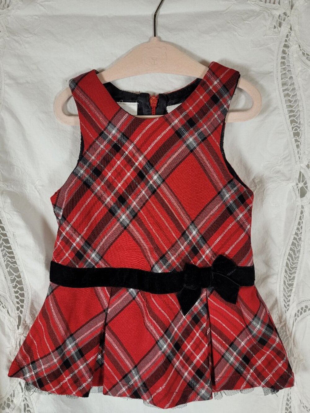 Koala Kids 12Month Girls Dress Red Plaid Crinoline Ruffle Lined Knee Length